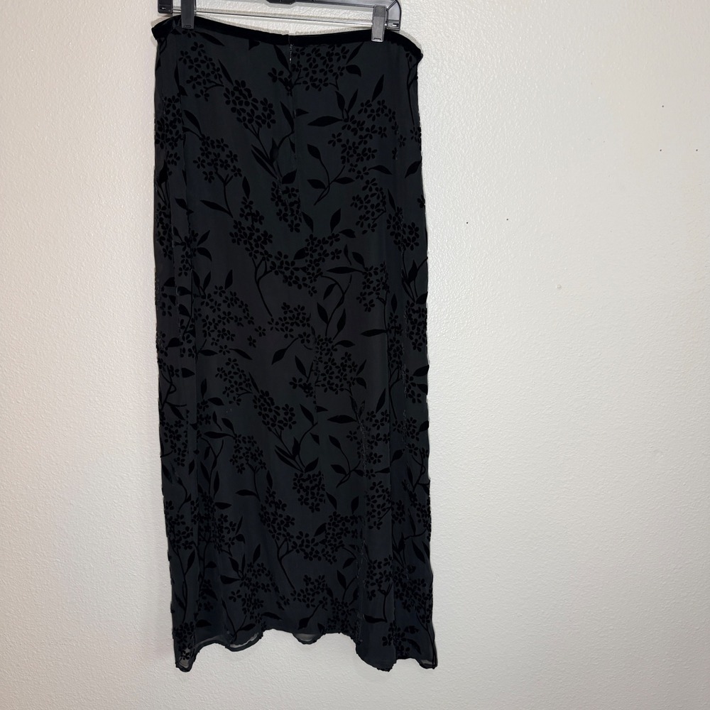 Ann Taylor Silk Blend Velvet Burnout Maxi Skirt Womens 14 Black Whimsigoth
